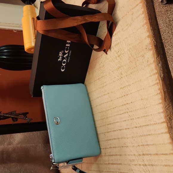 Coach Handbags - COACH SMALL WRISTLET (COACH CH818)SILVER/FADED BLUE NWT